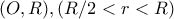(O ,R) , (R/2<r <R )