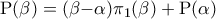 \displaystyle{ 
{\rm P(}\beta {\rm )  =  (}\beta {\rm   -  }\alpha {\rm )}\pi _{\rm 1} {\rm (}\beta {\rm )  +  P(}\alpha {\rm ) } 
}