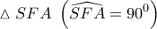 \displaystyle{ 
\vartriangle SFA\,\,\left( {\widehat{SFA} = 90^0 } \right) 
}