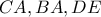 CA,BA,DE
