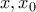 \displaystyle{x, x_0}