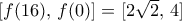 [f(16),\, f(0) ] =[2\sqrt 2 ,\, 4]
