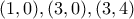 (1,0), (3,0), (3,4)