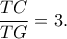 \displaystyle{\frac{{TC}}{{TG}} = 3.}