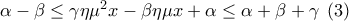 \alpha  - \beta  \le \gamma \eta {\mu ^2}x - \beta \eta \mu x + \alpha  \le \alpha  + \beta  + \gamma \;\left( 3 \right)