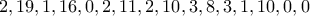2,19,1,16,0,2,11,2,10,3,8,3,1,10,0,0