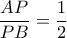 \displaystyle\frac{AP}{PB}=\displaystyle\frac{1}{2}\,\,
