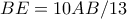 BE=10 AB/13