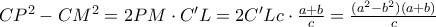 CP^2-CM^2=2PM\cdot C'L=2C'Lc\cdot\frac{a+b}{c}=\frac{(a^2-b^2)(a+b)}{c} CP^2-CM^2=2PM\cdot C'L=2C'Lc\cdot\frac{a+b}{c}=\frac{(a^2-b^2)(a+b)}{c}