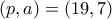 (p,a)=(19,7)