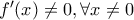 {f}'(x)\neq0, \forall x\neq0
