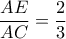 \dfrac{AE}{AC}=\dfrac{2}{3}