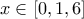 x\in[0,1,6]