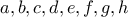 a,b,c,d,e,f,g,h