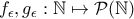 f_\epsilon ,g_\epsilon :\mathbb{N} \mapsto \mathcal{P}(\mathbb{N})