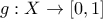 g:X \to [0,1]