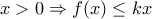 x>0 \Rightarrow f(x)\leq kx