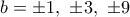 b=\pm1, \ \pm 3, \ \pm 9 b=\pm1, \ \pm 3, \ \pm 9