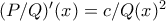 (P/Q)^{\prime}(x) = c/Q(x)^2