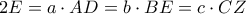 2E=a\cdot AD=b\cdot BE=c\cdot CZ