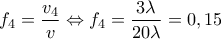 \displaystyle{{{f}_{4}}=\frac{{{v}_{4}}}{v}\Leftrightarrow {{f}_{4}}=\frac{3\lambda }{20\lambda }=0,15}