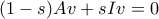 (1-s)Av + sIv = 0