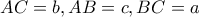 AC=b,AB=c,BC=a AC=b,AB=c,BC=a