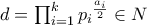 d=\prod_{i=1}^{k}{{p_i}^{\frac{a_i}{2}}} \in N