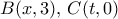 B( x,3),\, C(t,0)