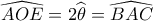 \widehat {AOE} = 2\widehat {{\theta _{}}} = \widehat {BAC}