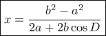 \boxed {x=\dfrac {b^2-a^2}{2a+2b\cos D}}