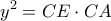 \displaystyle{y^2=CE\cdot CA}