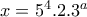 x=5^4.2.3^a