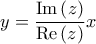 \displaystyle{y = \frac{{{\mathop{\rm Im}\nolimits} \left( z \right)}}{{{\mathop{\rm Re}\nolimits} \left( z \right)}}x}