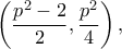 \left(\dfrac{p^2-2}{2}, \dfrac{p^2}{4}\right),