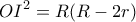 \displaystyle{ 
OI^2  = R(R - 2r) 
}
