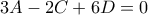3A-2C+6D=0 3A-2C+6D=0