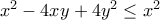 x^{2}-4xy+4y^{2}\leq x^{2}