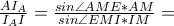 \frac{AI_A}{I_{A}I}=\frac{{sin{\angle AME}}*{AM}}{{sin{\angle EMI}}*{IM}}=