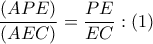 \dfrac{\left( APE \right)}{\left( AEC \right)}=\dfrac{PE}{EC}:\left( 1 \right)