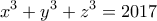 \displaystyle{x^3  + y^3 +z^3 = 2017}