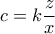 c=k\dfrac{z}{x}
