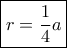 \boxed{r = \frac{1}{4}a}