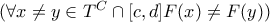 (\forall x\neq y\in T^{C}\cap [c,d] F(x)\neq F(y))
