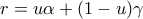 r=u\alpha +(1-u)\gamma 