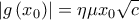 \displaystyle{\left| {g\left( {{x_0}} \right)} \right| = \eta \mu {x_0}\sqrt c }