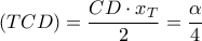 \left ( TCD \right )=\dfrac{CD\cdot x_{T}}{2}=\dfrac{\alpha }{4}