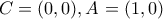 C = (0,0), A = (1,0)