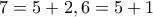 7=5+2, 6=5+1