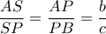 \displaystyle \frac{{AS}}{{SP}} = \frac{{AP}}{{PB}} = \frac{b}{c} \displaystyle \frac{{AS}}{{SP}} = \frac{{AP}}{{PB}} = \frac{b}{c}